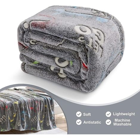 Couverture Luminiscente - Contrôleur De Jeu Imprimé - Pour Chambre À Coucher - 130 x 152 cm - Microfibre Polyester - 1 Pièce (1/5)