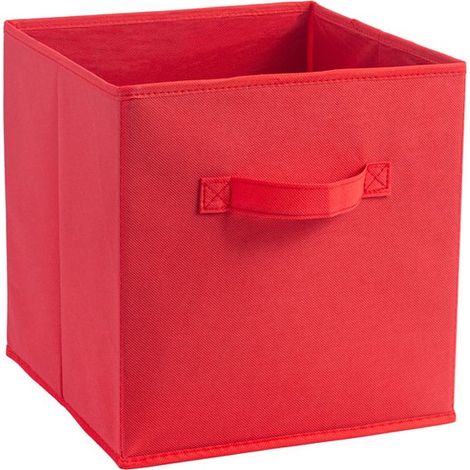 Set di 3 scatole portaoggetti in tessuto con divisori e maniglie per armadi, rosse, 27x27x28 cm (1/2)