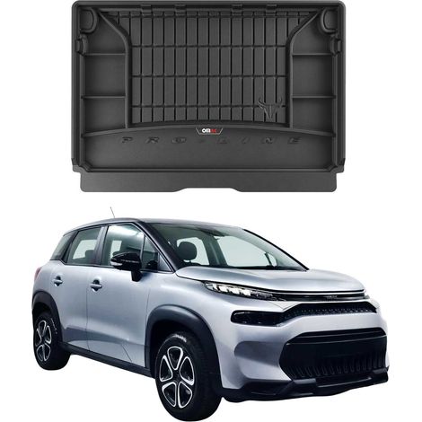 Tapis de Coffre 3D TPE Premium pour Citroen C3 Aircross II 2017 à 2023, Bac de Protection de Coffre Intérieur antidérapant, Revêtement de Coffre Bords Hauts pour Voiture, Noir