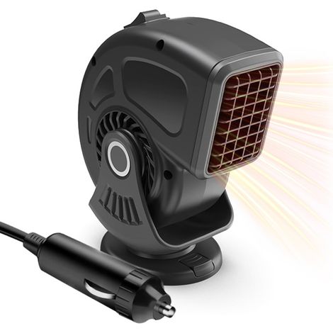 Chauffage Voiture 12V Allume-Cigare, Chauffant Multifonctionnel Rotatif 360°, Désembuage Dégivrage Purification Air, Protection Surchauffe