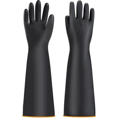 Gants de protection chimiques pour homme - Gants industriels chimiques - Gants longs imperméables - Gants de bassin - Gants de travail résistants à l'acide et aux alcalins (55,9 cm) (1/4)
