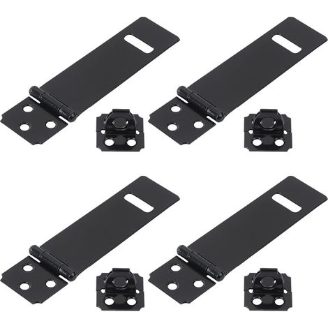 Lot de 4 petits cadenas noirs de 7,6 cm - Loquet de sécurité en métal - Loquet de porte robuste pour abri de jardin et cour (1/3)