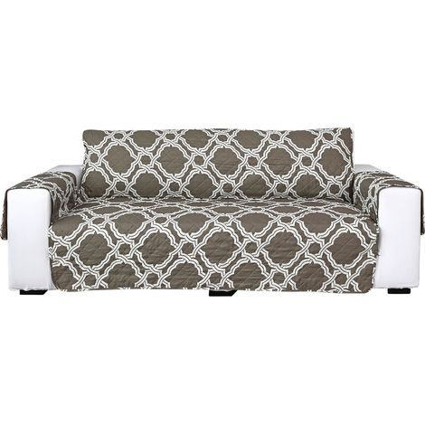 Housse de canapé amovible Polyester Antidérapante Protection Meuble Fauteuil Canapé 2-3 Places Lavable Machine Khaki Résistante (1/5)