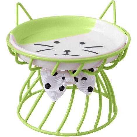 Gamelle surélevée en céramique pour chat, gamelle pour eau et nourriture avec support en fer, gamelle d'alimentation surélevée (1/5)