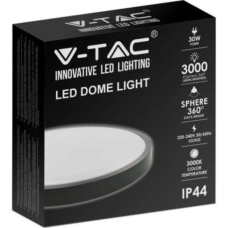 V-TAC VT-8630B-RD 30W IP44 runde LED-Deckenleuchte BLACK 360° modernes Design 6500K - sku 7641