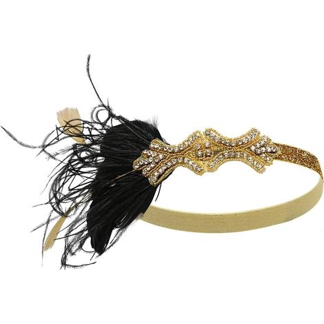 Serre-tête style années 1920 avec plumes et paillettes - Accessoire pour cheveux vintage (1/5)