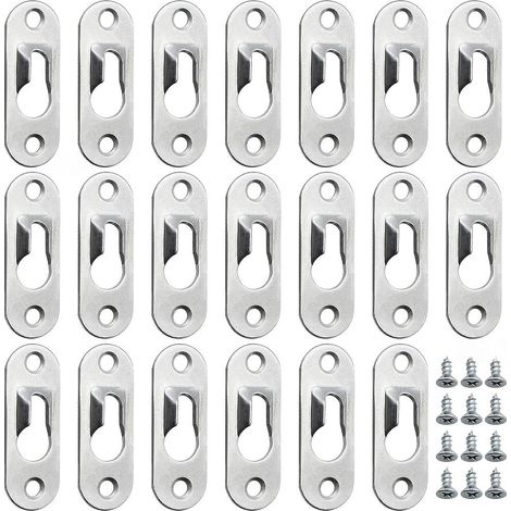 30 ganci a occhiello in metallo da 45 mm x 16 mm con 60 viti, ideali per appendere quadri, oggetti su pareti, armadi, specchi e cornici - Argento (1/5)