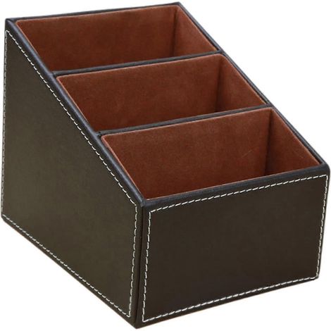 Schreibtisch-Organizer mit Fernbedienungshalter, Aufbewahrungsbox aus PU-Leder mit 3 Fächern, Schreibwaren- und Make-up-Organizer für den Tisch-Coffee (1/5)