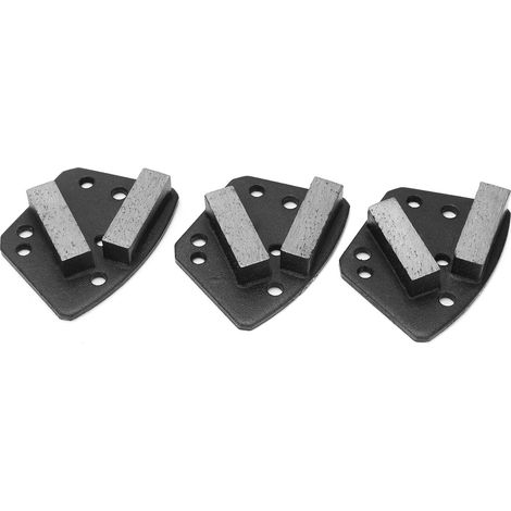 Lot de 3 patins de meulage diamantés trapézoïdaux pour la découpe du béton, 6 trous, dents droites, noirs, n° 16 (1/5)
