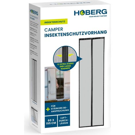 Hoberg Rideau Insektenschutz für Wohnwagen 60 x 195 cm Porte Moustiquaire mit Magnetbändern XXL Porte Moustiquaire für Wohnwagen Moustiquaire magnétique Automatische Fermeure (1/5)