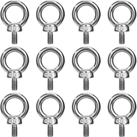 Boulons à Oeil M6 Anneau de Levage Boulon à œil Anneaux Filetage Vis en Acier Inoxydable 304 pour Fixer des Suspendus Relier 12 Pièces (1/5)