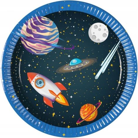 Weltraumteller Raketen Planeten Mond 20 cm 8 Stück (1/2)