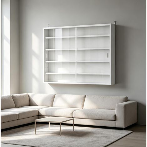 Wandvitrine aus Glas, 80 x 9,5 x 60 cm, weiß HAVRYA (1/5)