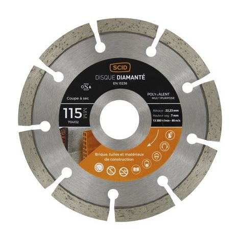 Disque diamanté polyvalent matériaux SCID - Diamètre 115 mm (1/4)
