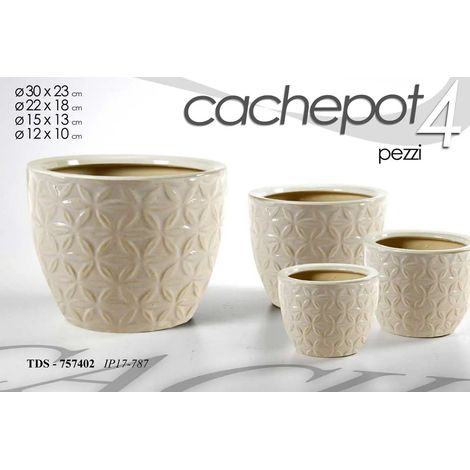 Set de 4 cachepots tortora Ø29/21/15/12 cm en céramique