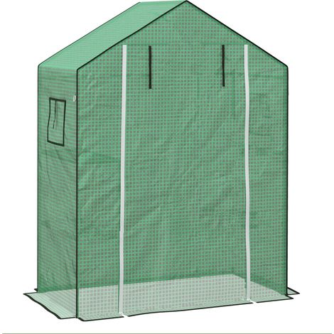 Bâche de remplacement en PE avec protection UV pour serre avec porte à enroulement et fenêtre latérale 140x73x190 cm (1/5)