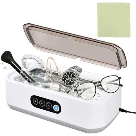 Nettoyeur Ultrasons, 49kHz Machine de Nettoyeur à Ultrasons Lunettes, 650ML Ultrason Bijoux Nettoyeur Bac, Nettoyeur Ultrasonique Ultrasonic Cleaner pour Bijoux Bague Lunettes Dentiers Nettoy (1/5)