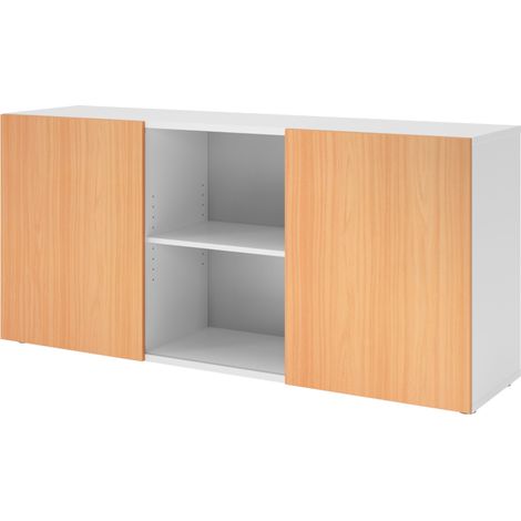 bümö office Sideboard mit Schwebetür Weiß/Buche (1/5)
