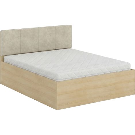 Cama 160x200 somier incluido Téana Madera y Beige (1/4)