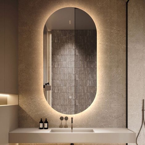 Specchio da bagno led ovale 50x100cm design retroilluminato Konughs L