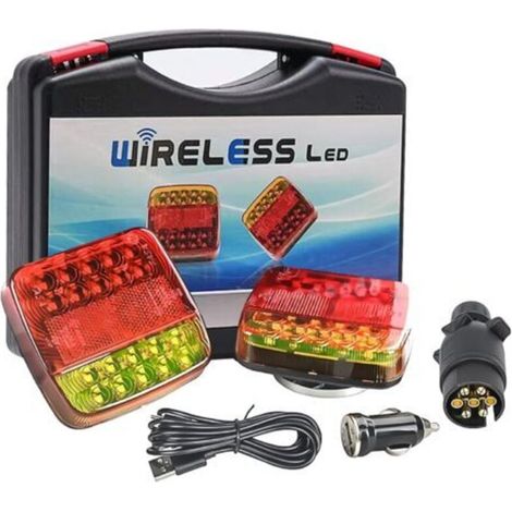 Panel de luces traseras magnético e inalámbrico de 12V/24V – Luces LED recargables e impermeables – Instalación rápida e inalámbrica – Para remolques y autocaravanas