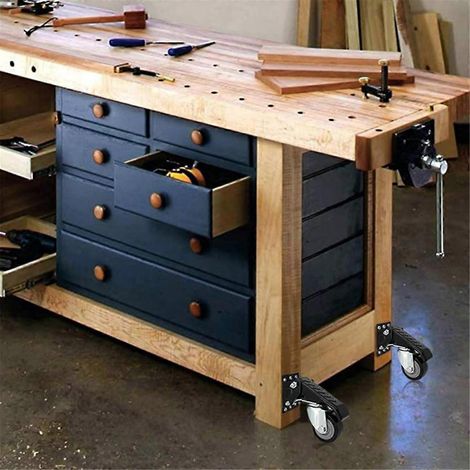 Kit de roulettes pour établi, roulettes rétractables robustes (1/5)