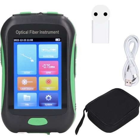 OTDR Réflectomètre Optique 1550nm 20dB, Écran Tactile 3,5 Pouces, Testeur Fibre Optique avec Prise UE 100-240V (1/5)
