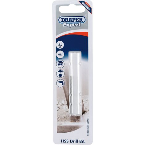 Draper 1/16 Inch HSS Twist Drill Bit – High-Speed Steel Imperial Drill Bit for Precision Drilling (1/5)