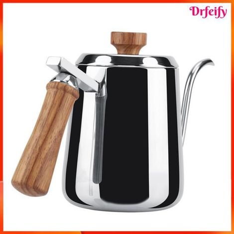Cafetière goutte à goutte - - Art Capsule - Inox 304 poli - Bec col de cygne - Poignée bois 350 ml (1/5)