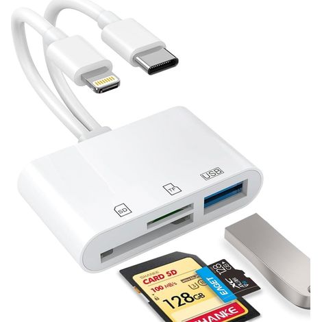Compatible avec iPhone/iPad, lecteur de cartes double Type-C et Lightning, SD/TF et USB 3.0 (1/4)