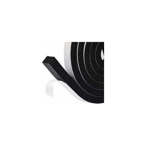 Joint d'étanchéité en mousse adhésive pour porte et fenêtre, 15 mm x 8 mm x 2 m, joint d'étanchéité inférieur, isolation anticollision et acoustique, coupevent, mousse noire, film blanc.