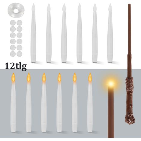 TolleTour Bougies Flottantes LED 12 pièces avec baguette magique, 3 modes lumineux, minuterie 6 h, lumière blanc chaud, déco de Noël et fête (1/5)