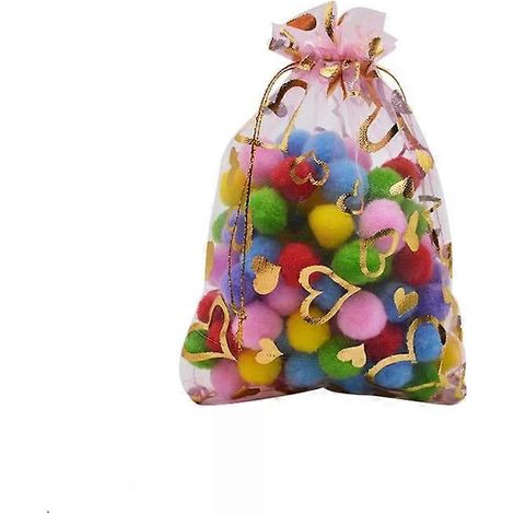Pochettes cadeaux en organza - 100 pièces - Sachets pour bijoux et bonbons - 17 x 23 cm - Rose (1/5)