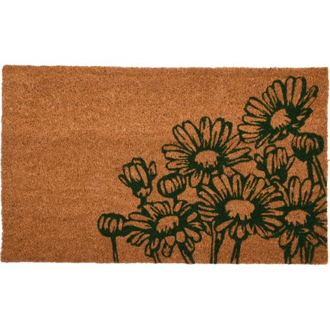 Paillasson en fibres de coco - L 45 x l 75 cm - Floral - Livraison gratuite