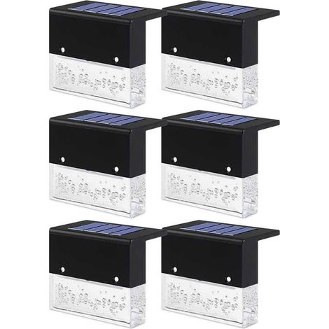 6 Pcs Solaire Pont Lumières Imperméable Extérieur Solaire Marche Lumières LED Solaire Lampe Clture Poste Lumières pour Extérieur Allées,Cour,Chemin,Escalier - As Image Show,6 pcs (1/5)