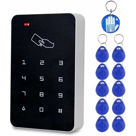 Lecteur de badge RFID autonome avec clavier numérique – 10 cartes ID 125KHz – Distance de lecture 0-5 cm – Installation facile - Tk4100