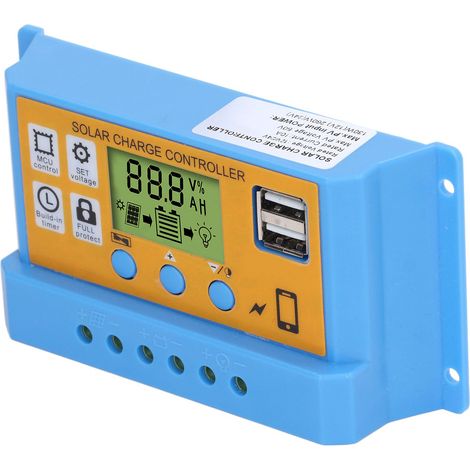 Régulateur de charge solaire écran LCD, contrôleur panneau photovoltaïque, chargeur batterie intelligent 12V 24V 10A 130W 12V 260W 24V (1/5)