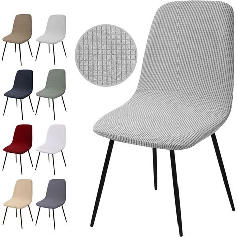 Housse de Chaise Extensible 2 pièces, Housse de Salle à Manger Amovible Lavables Couverture de Chaise en Jacquard Revêtement de Chaise pour Salle à Manger,Hôtel,Décor,Mariage(Y-Gris Argent, 2 Pièces) (1/5)