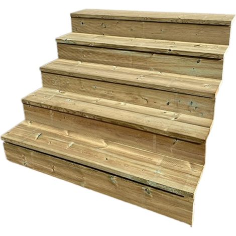 Außentreppe Holz H88cm 5 Stufen, Breite 160cm, MIT Setzstufen