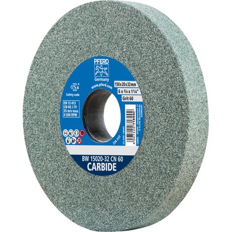PFERD TOOLS Schleifbockscheibe Ø 150x20mm Bohrung-Ø 32 mm SiC60 für harte Materialien z.B. Hartmetall (1/3)