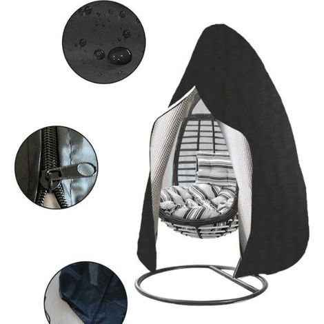 Housse pour fauteuil suspendu de jardin, robuste et imperméable, avec fermeture éclair et cordon de serrage réglable, en tissu Oxford 420D résistant aux intempéries. (1/5)