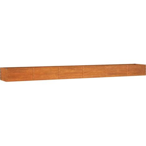 Vassoio per fioriera aiuola rialzata piante fiori terrazza giardino arrugginito 600 x 80 x 45 cm acciaio corten marrone 020039877
