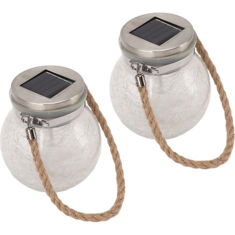 Solarlampe mit Glaskugel, wasserdicht, automatische LED-Drehung, Knisterlichtlaterne für die Terrasse (1/5)