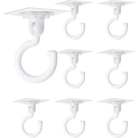 8 Pièces Crochets Auto-adhésifs Transparents Crochet Rotatif à 360 Degrés Crochet Adhésif Puissant Plafond Crochets Muraux Sans Perçage pour Salle de Bain Toilettes Cuisine Bureau Mur Plafond (1/4)