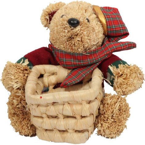 Cesto natalizio con orsetto di peluche in segatura, 13 cm (1/3)
