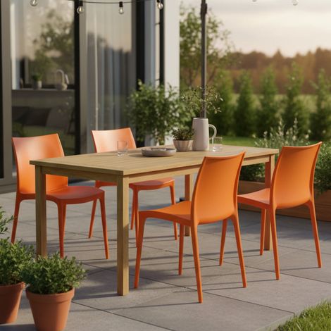 Grover Outdoor-Stuhl, 4er-Set, stapelbar, Made in Italy, Belastbar bis 120 kg, Orange (1/4)