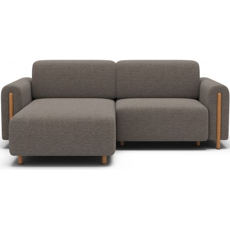 Canapé d'angle convertible ARVESSA marron clair chenille – Angle gauche (1/5)