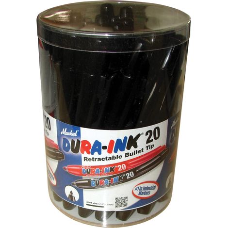 Markal Dura-Ink 20 Retractable Marker Set - Black, Tub of 24