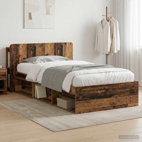 Cadre de lit avec rangement Bois ancien 100 x 200 cm (1/5)