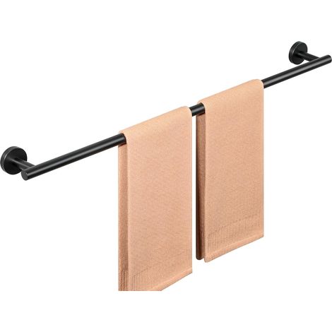 1 Porte-serviettes Mural, Acier Inoxydable SUS304, Noir Mat, 80CM, Pour Salle De Bain Cuisine
